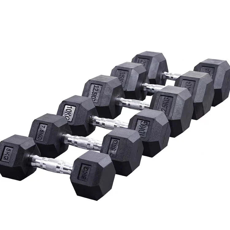 High Quality Hexagonal Rubber Coated 5lb/2.5KG Increasing Gym Fitness Equipment Dumbells Hex Dumbbell Set