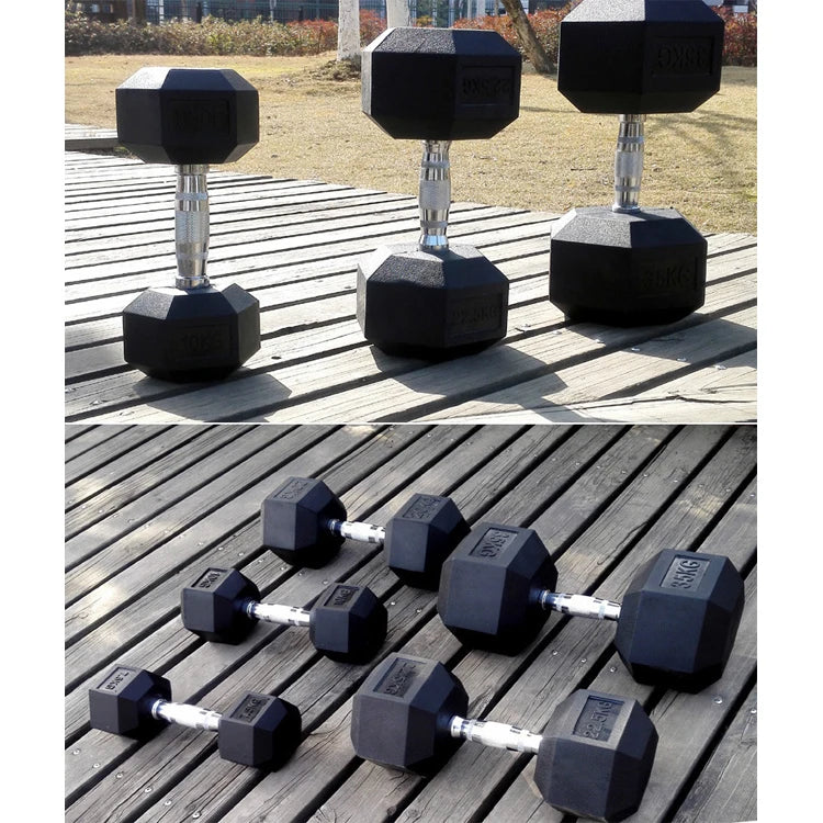 High Quality Hexagonal Rubber Coated 5lb/2.5KG Increasing Gym Fitness Equipment Dumbells Hex Dumbbell Set