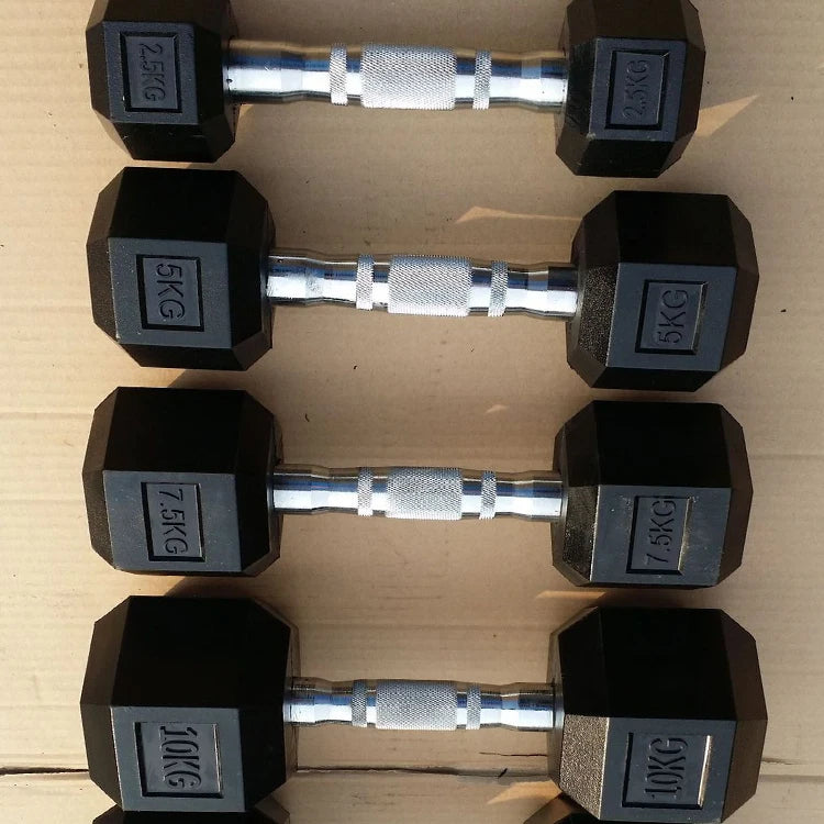 High Quality Hexagonal Rubber Coated 5lb/2.5KG Increasing Gym Fitness Equipment Dumbells Hex Dumbbell Set