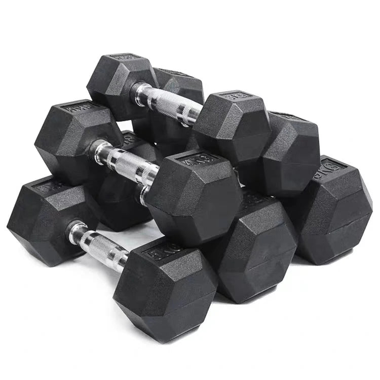 High Quality Hexagonal Rubber Coated 5lb/2.5KG Increasing Gym Fitness Equipment Dumbells Hex Dumbbell Set
